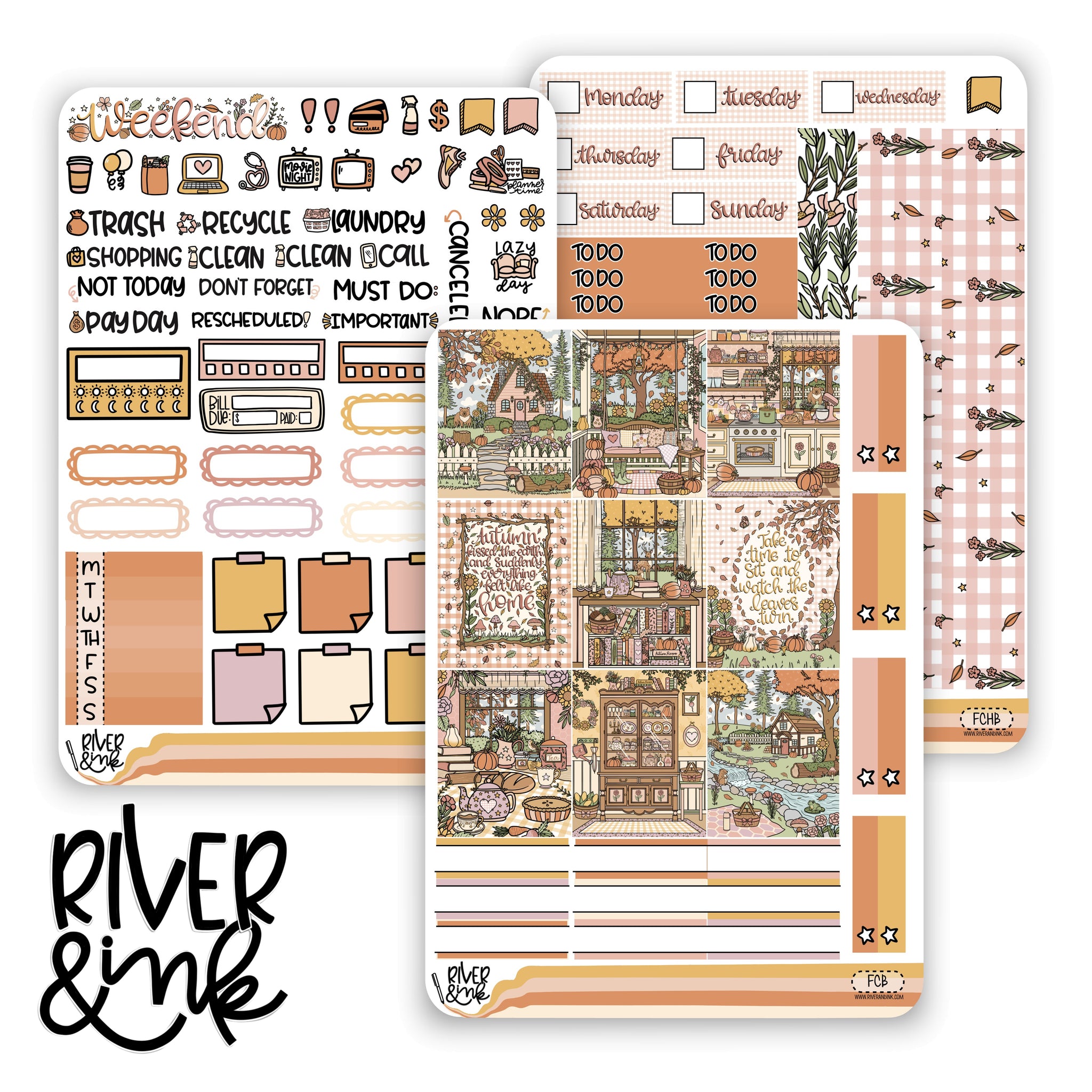 Fall Cottage | Hobonichi Cousin Planner Stickers Kit