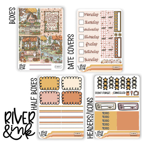 Fall Cottage | Mini Weekly Planner Stickers Kit
