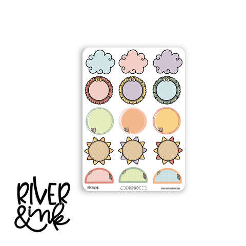 Falling Leaves Circle Variety Boxes | Hand Drawn Planner Stickers