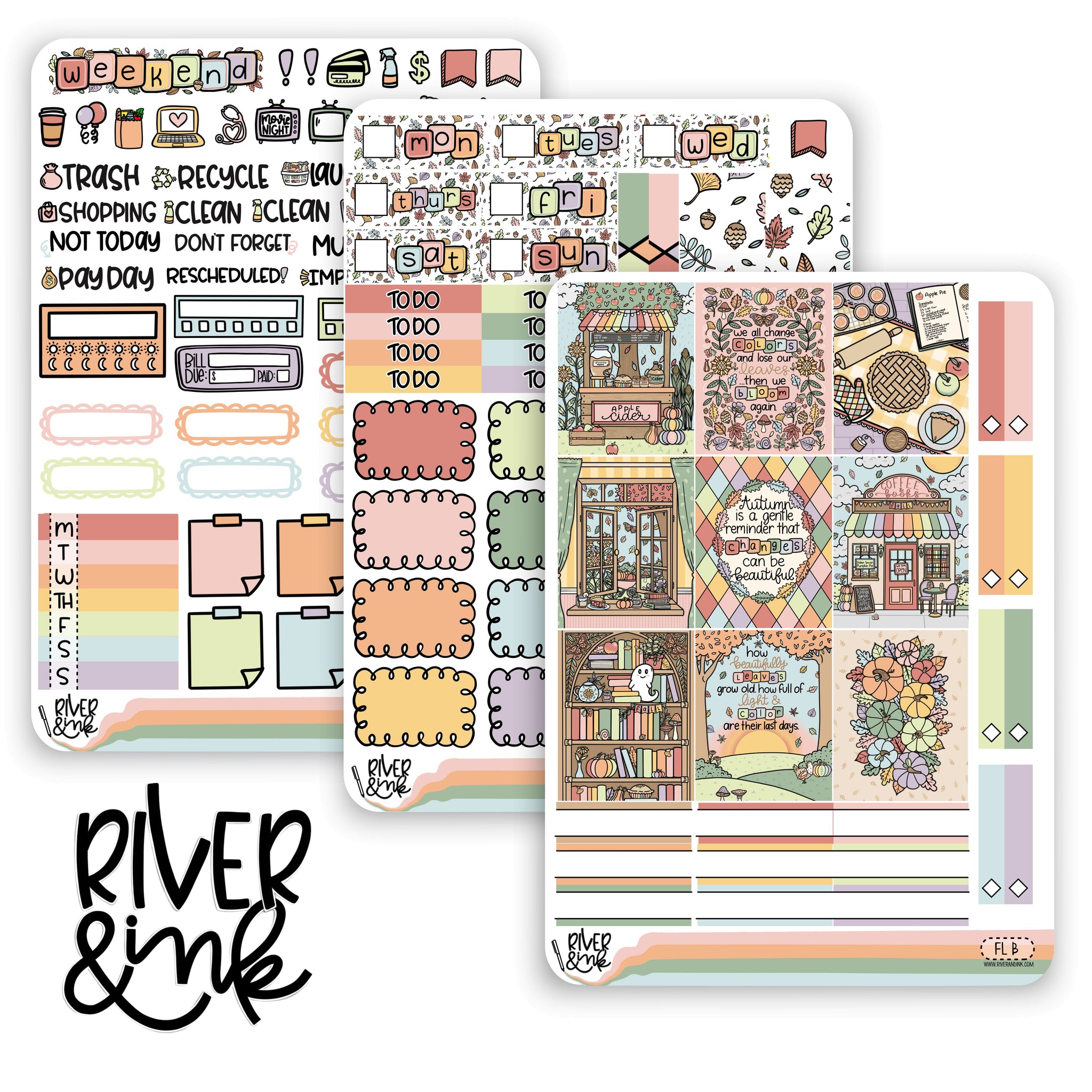 Falling Leaves | Hobonichi Cousin Planner Stickers Kit