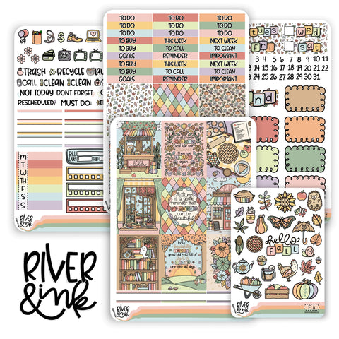 Falling Leaves | Vertical Stickers Kit Planner Stickers