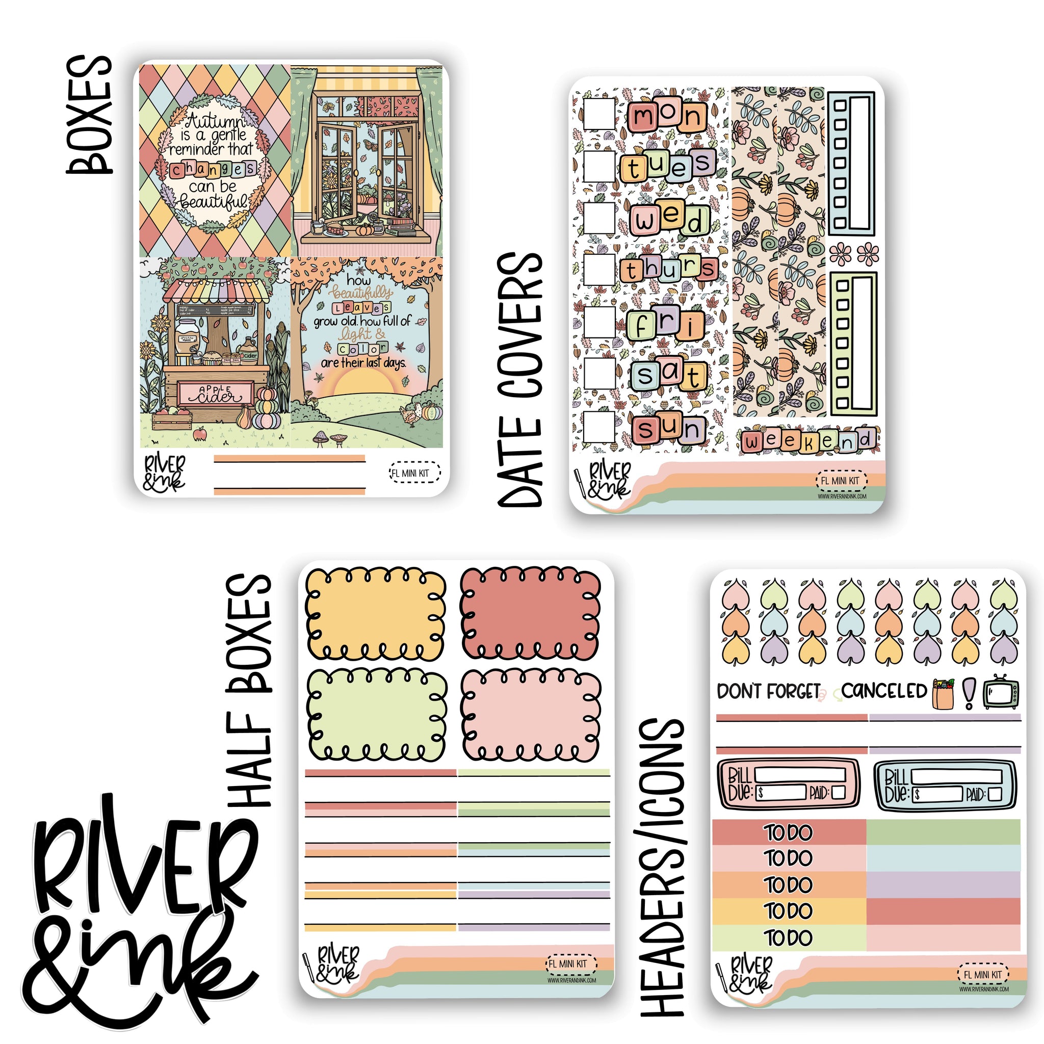 Falling Leaves | Mini Weekly Planner Stickers Kit