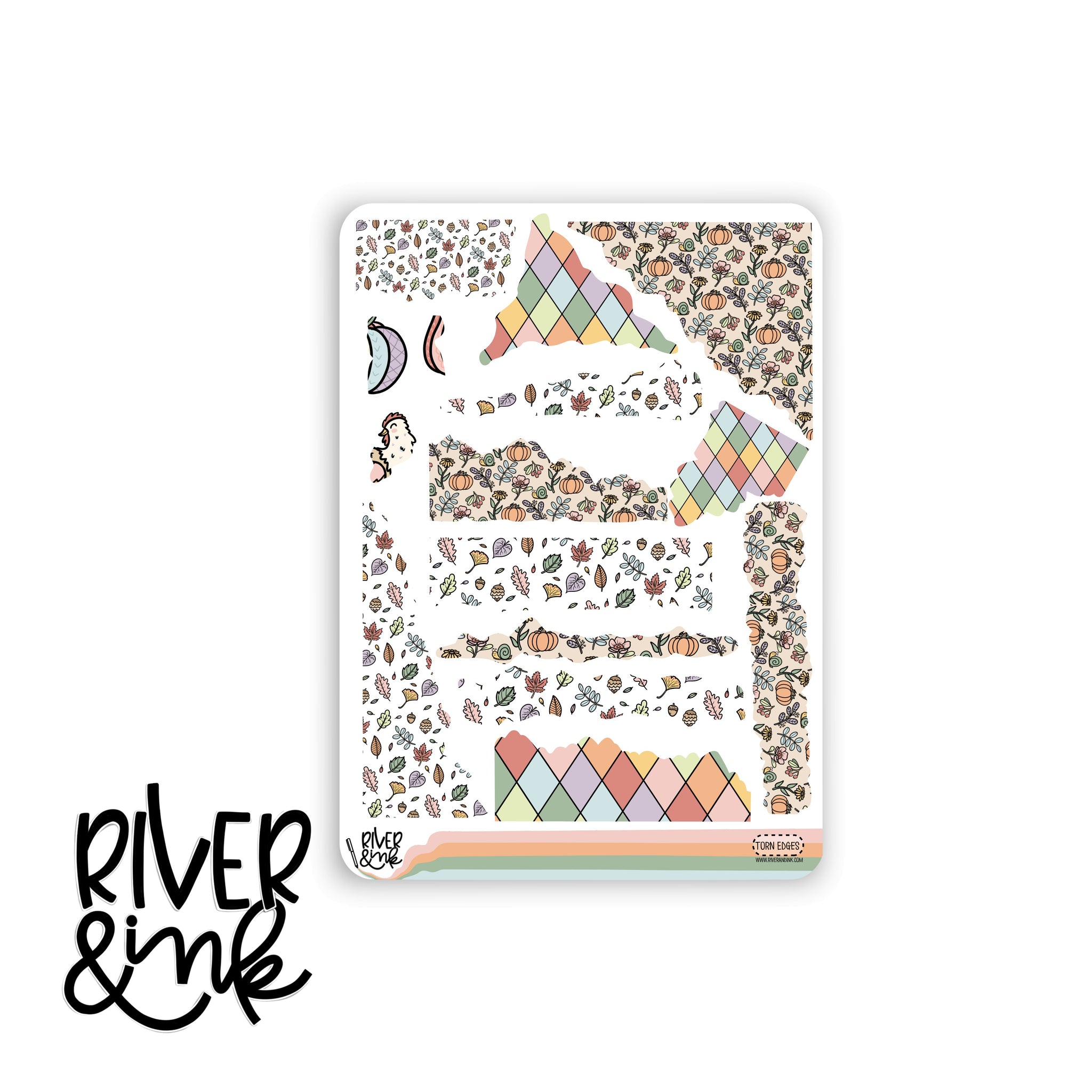 Falling Leaves Torn Edges Journaling Deco | Hand Drawn Planner Stickers