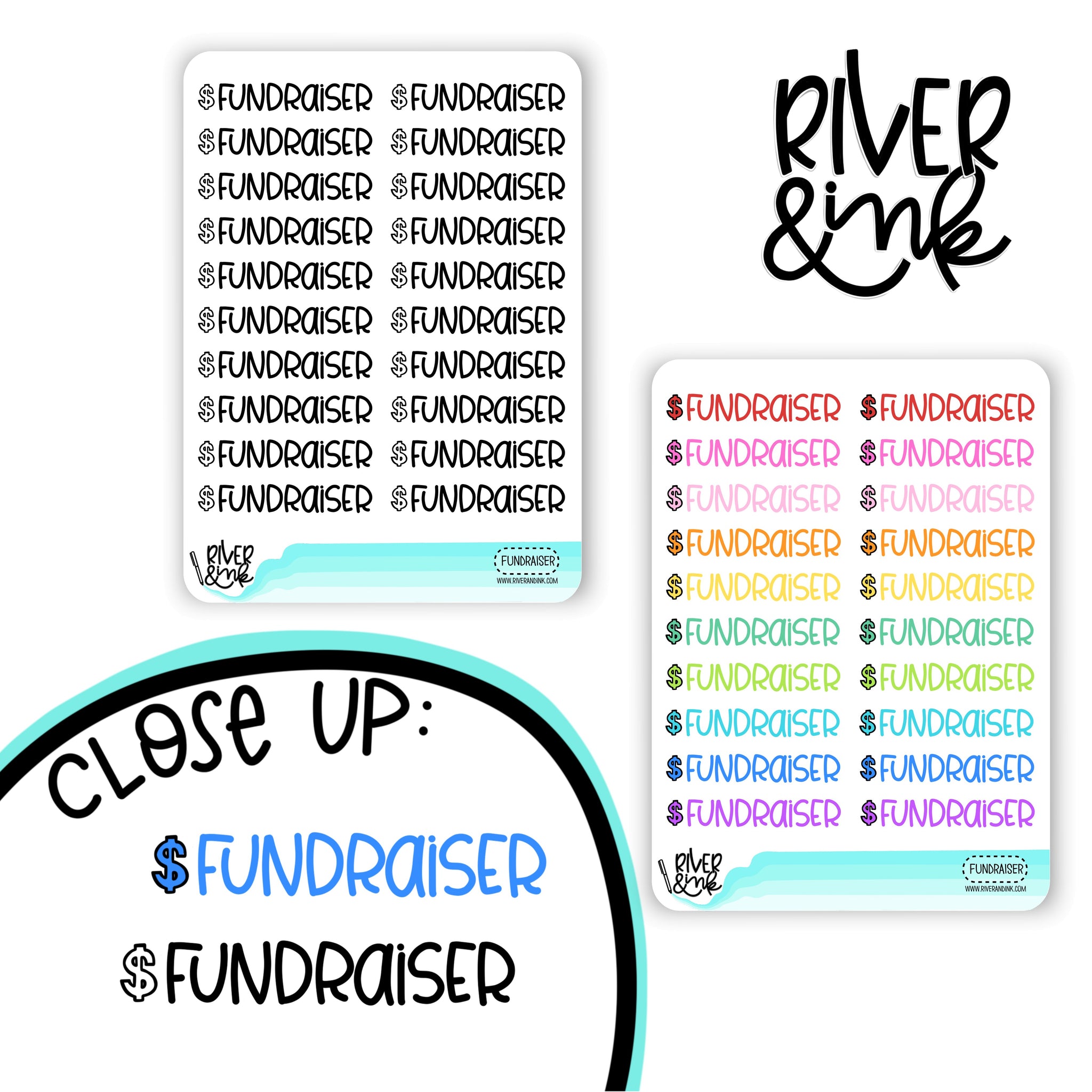 Fundraiser | Hand Lettered Planner Stickers