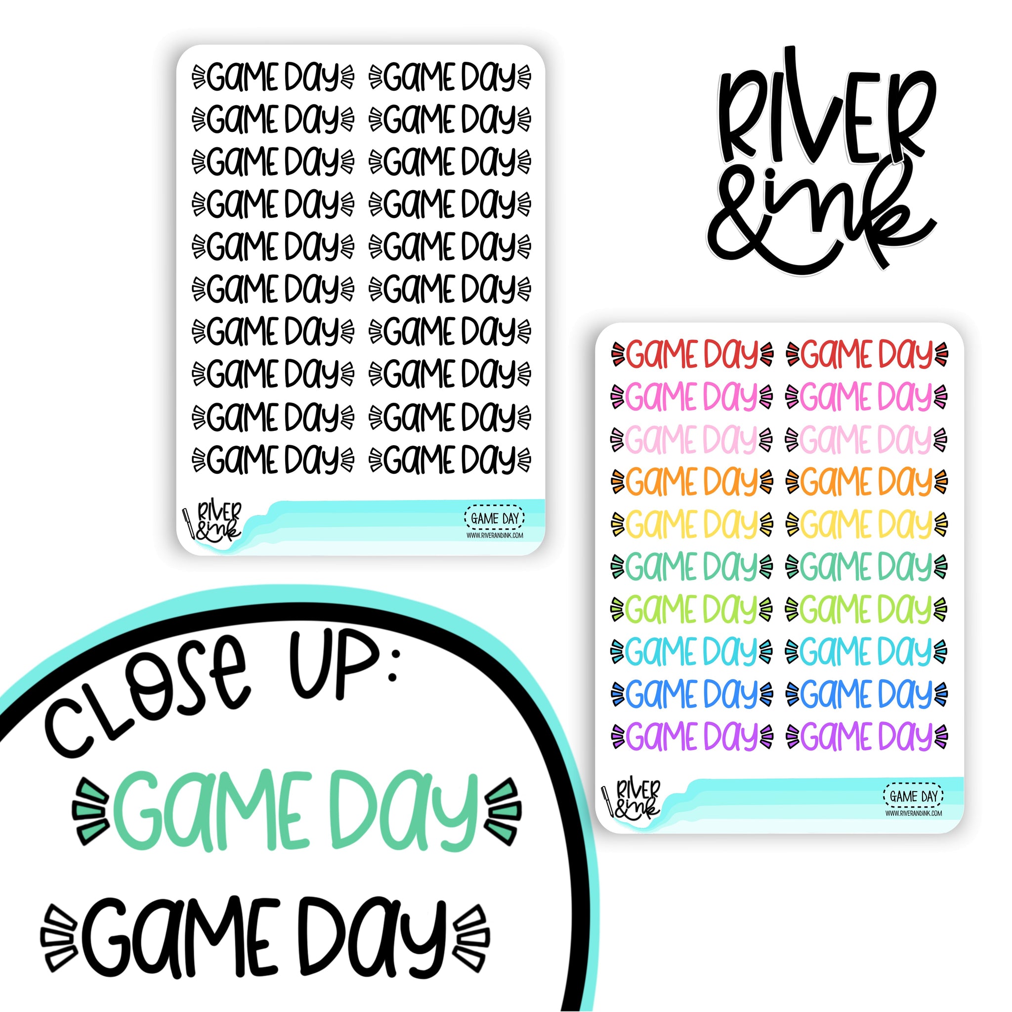 Game Day | Hand Lettered Planner Stickers