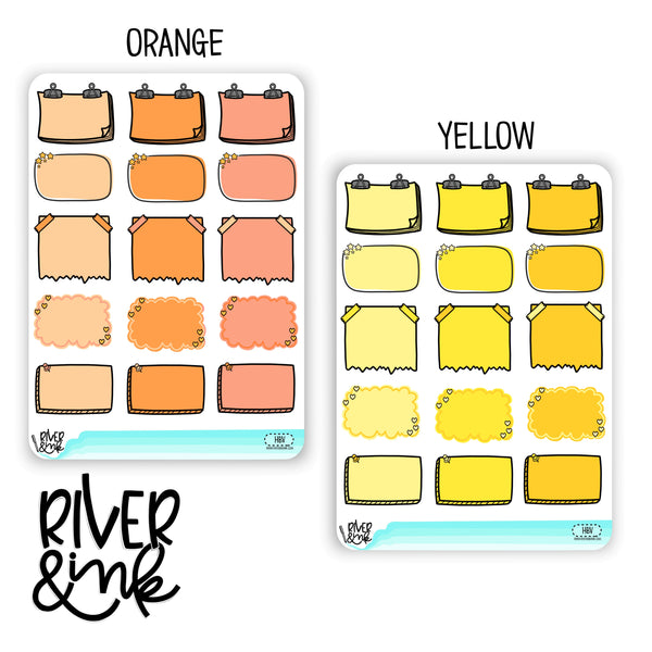 Variety Rainbow Half Boxes | Hand Drawn Planner Stickers