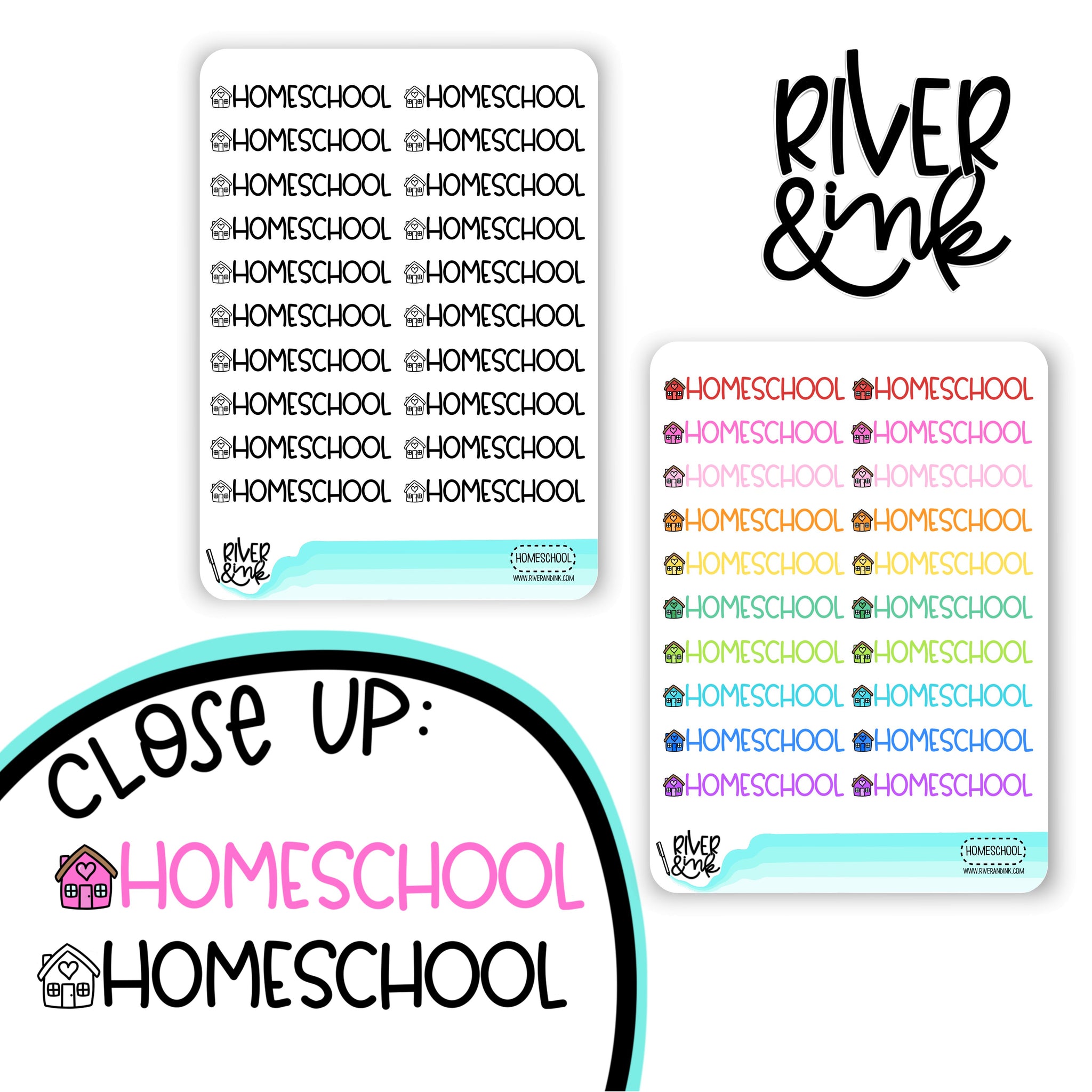 Homeschool | Hand Lettered Planner Stickers
