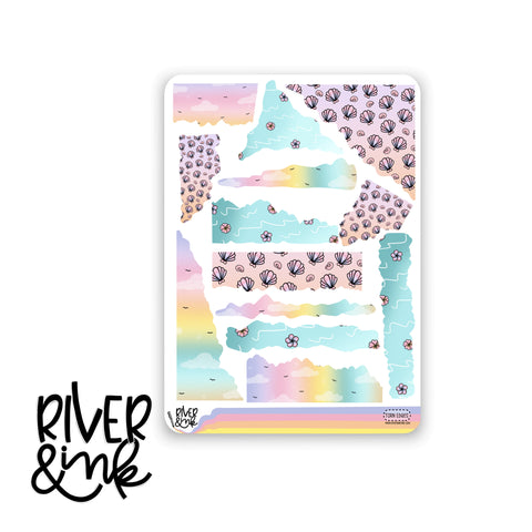 Summer Sunsets Torn Edges Journaling Deco | Hand Drawn Planner Stickers