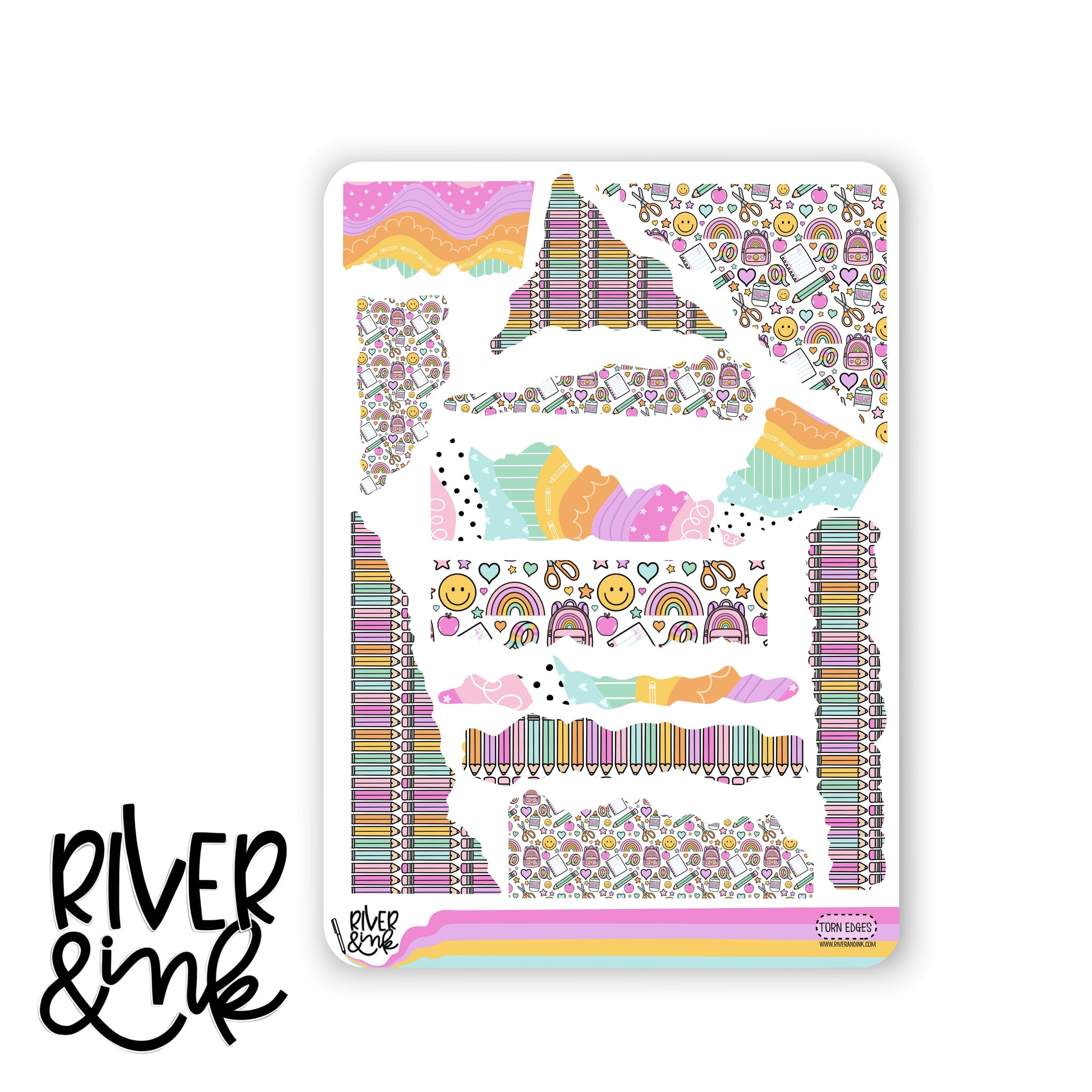 Joy of Learning Torn Edges Journaling Deco | Hand Drawn Planner Stickers
