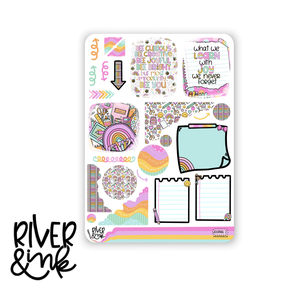 Learning Brief Sticker Joy of Learning | Journaling Stickers Kit – River & Ink