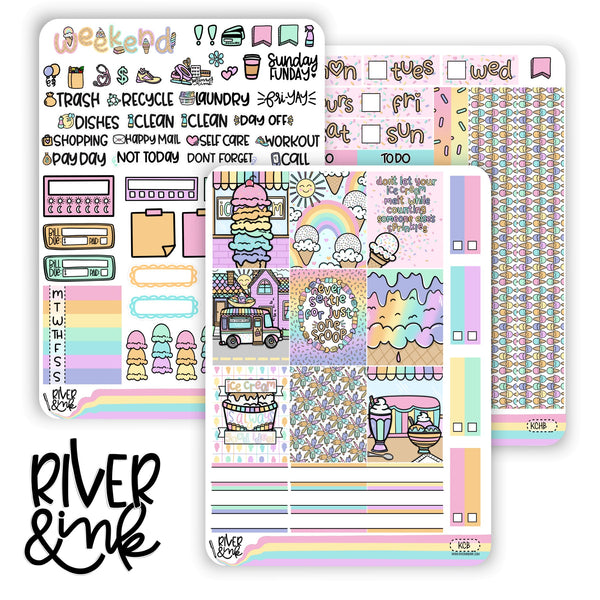 Keep Cool Ice Cream | Hobonichi Cousin Planner Stickers Kit