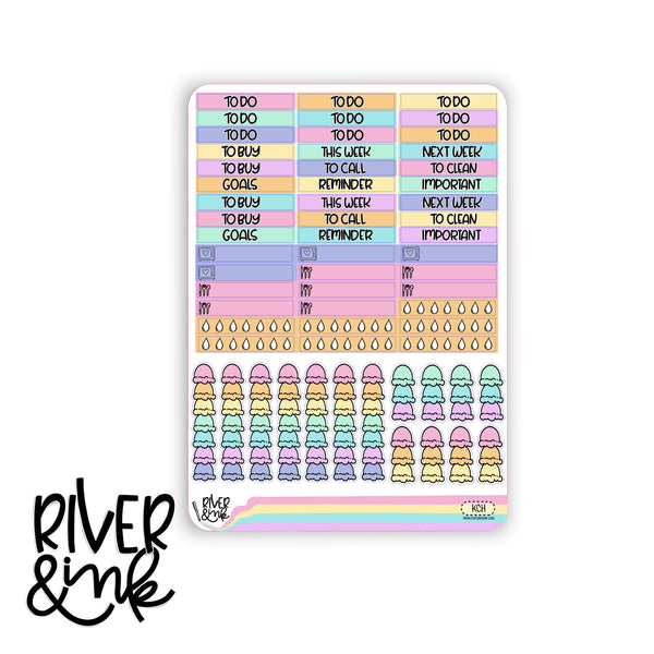 Keep Cool Ice Cream | Vertical Stickers Kit Planner Stickers