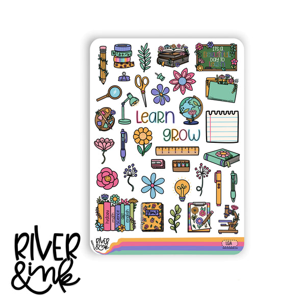 Learn and Grow | Vertical Stickers Kit Planner Stickers