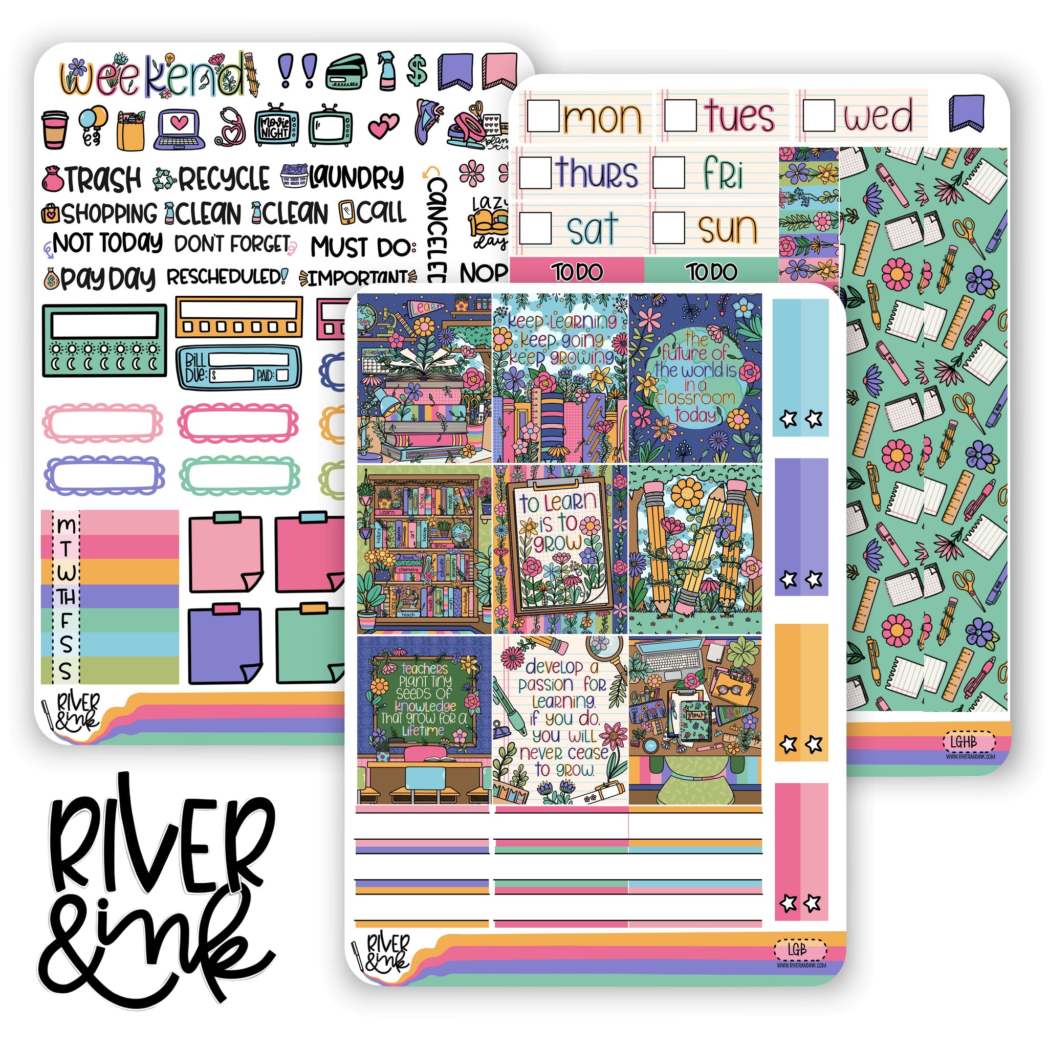 Learn and Grow | Hobonichi Cousin Planner Stickers Kit