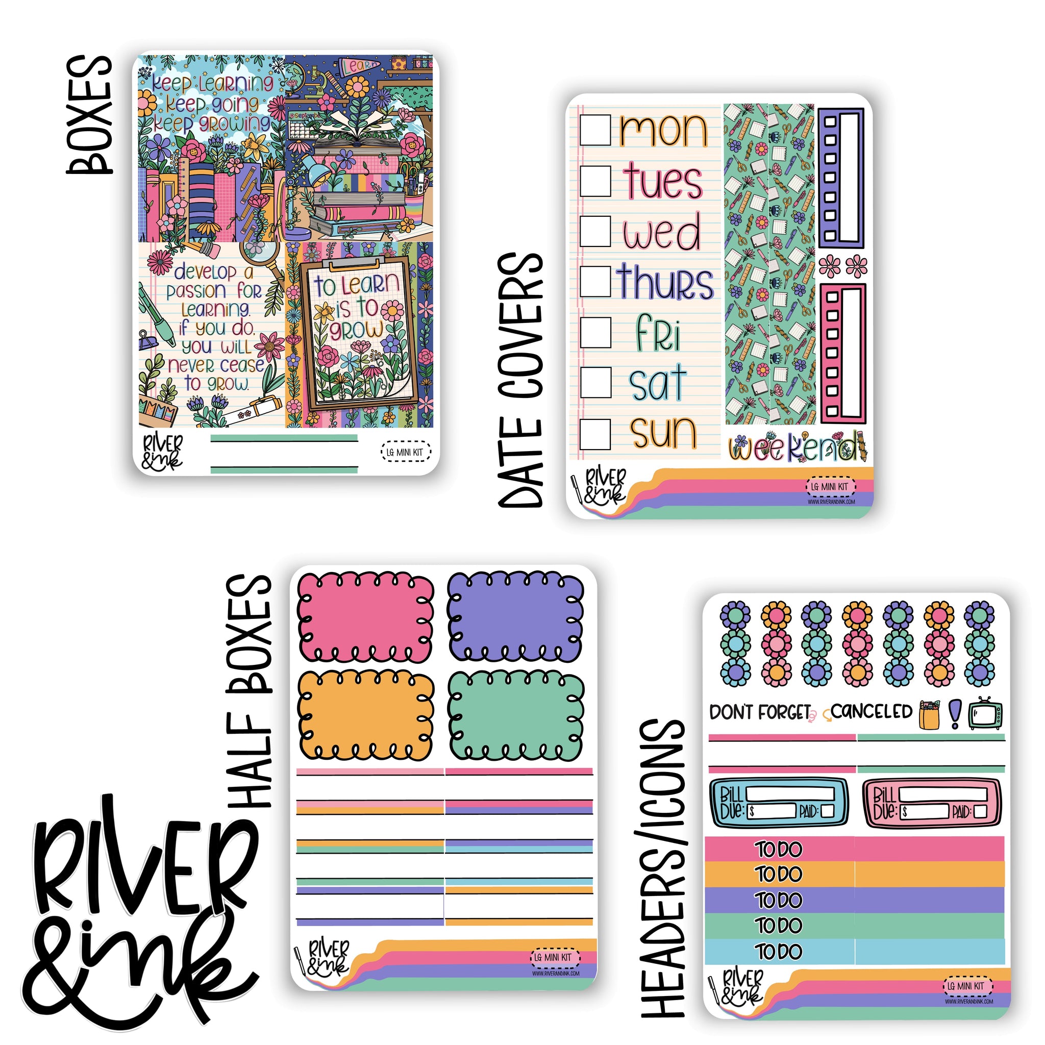 Learn and Grow | Mini Weekly Planner Stickers Kit
