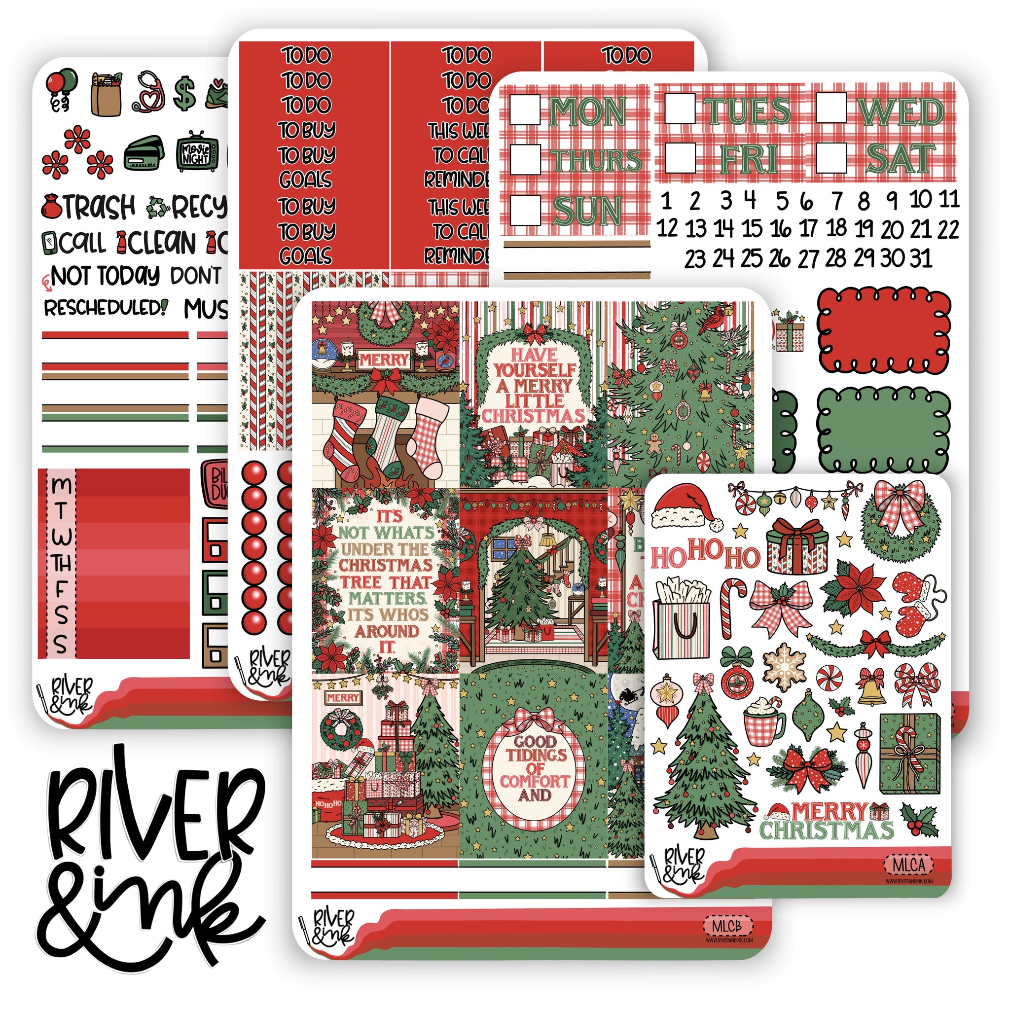 Merry Little Christmas | Vertical Stickers Kit Planner Stickers