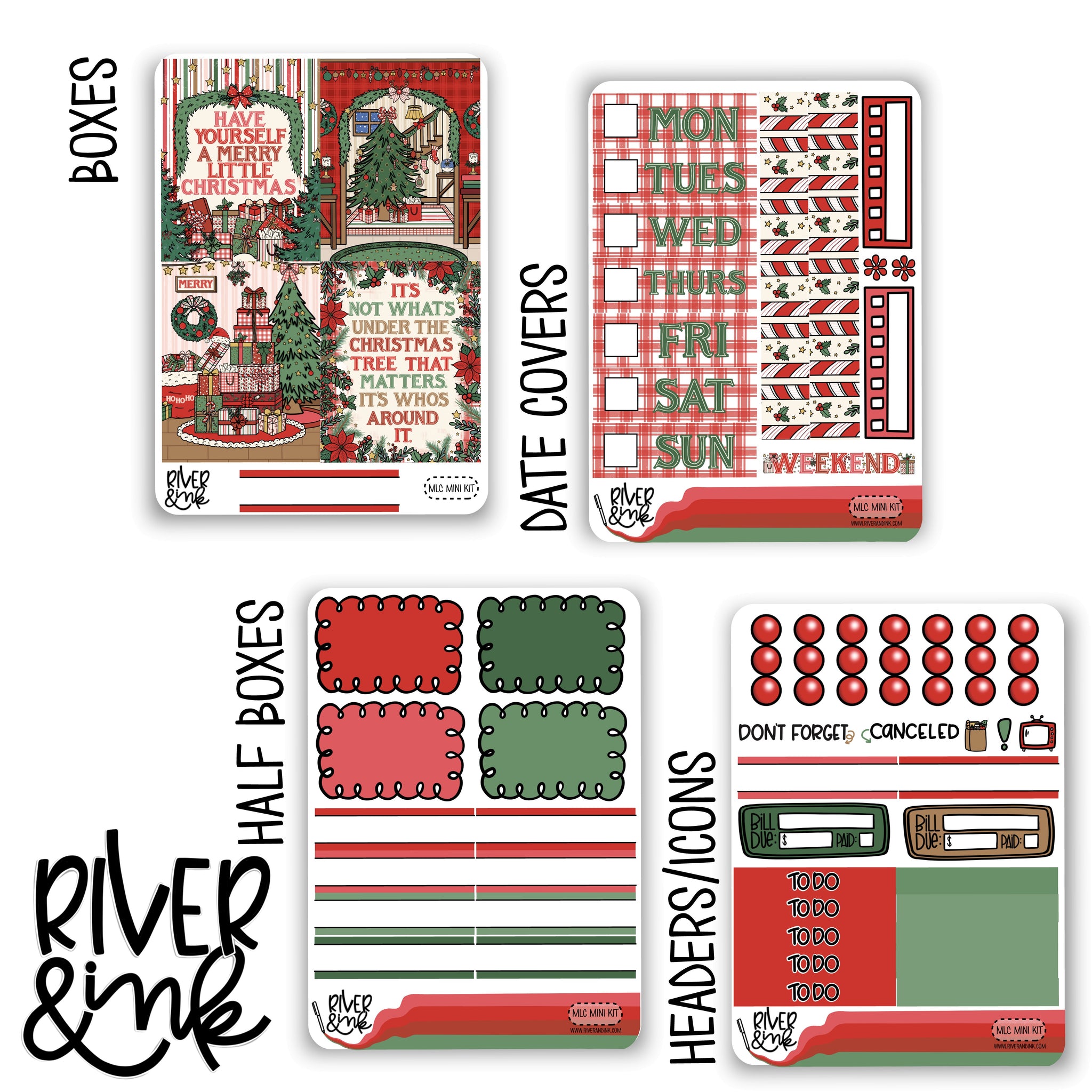 Merry Little Christmas | Mini Weekly Planner Stickers Kit