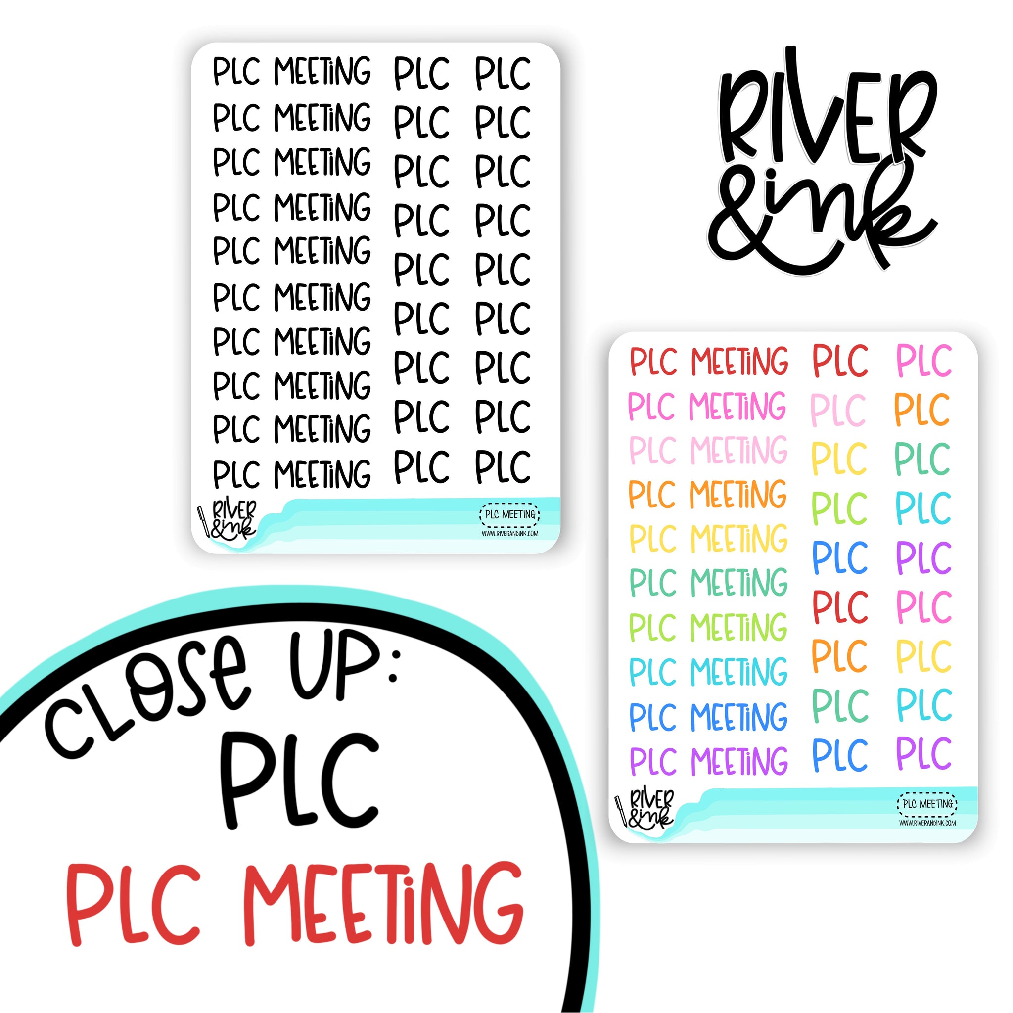 PLC Meeting | Hand Lettered Planner Stickers