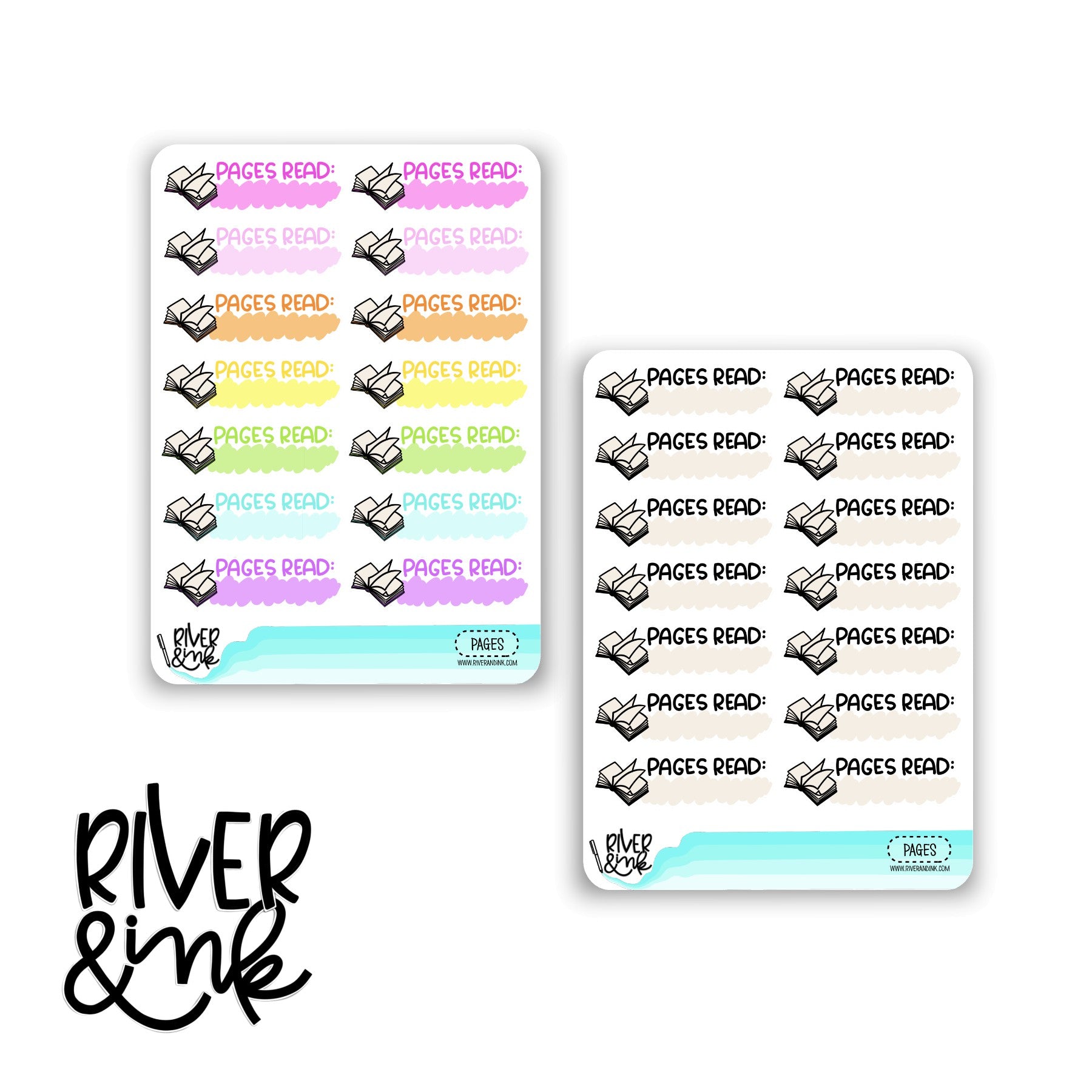 Book Pages Read | Hand Lettered Planner Stickers