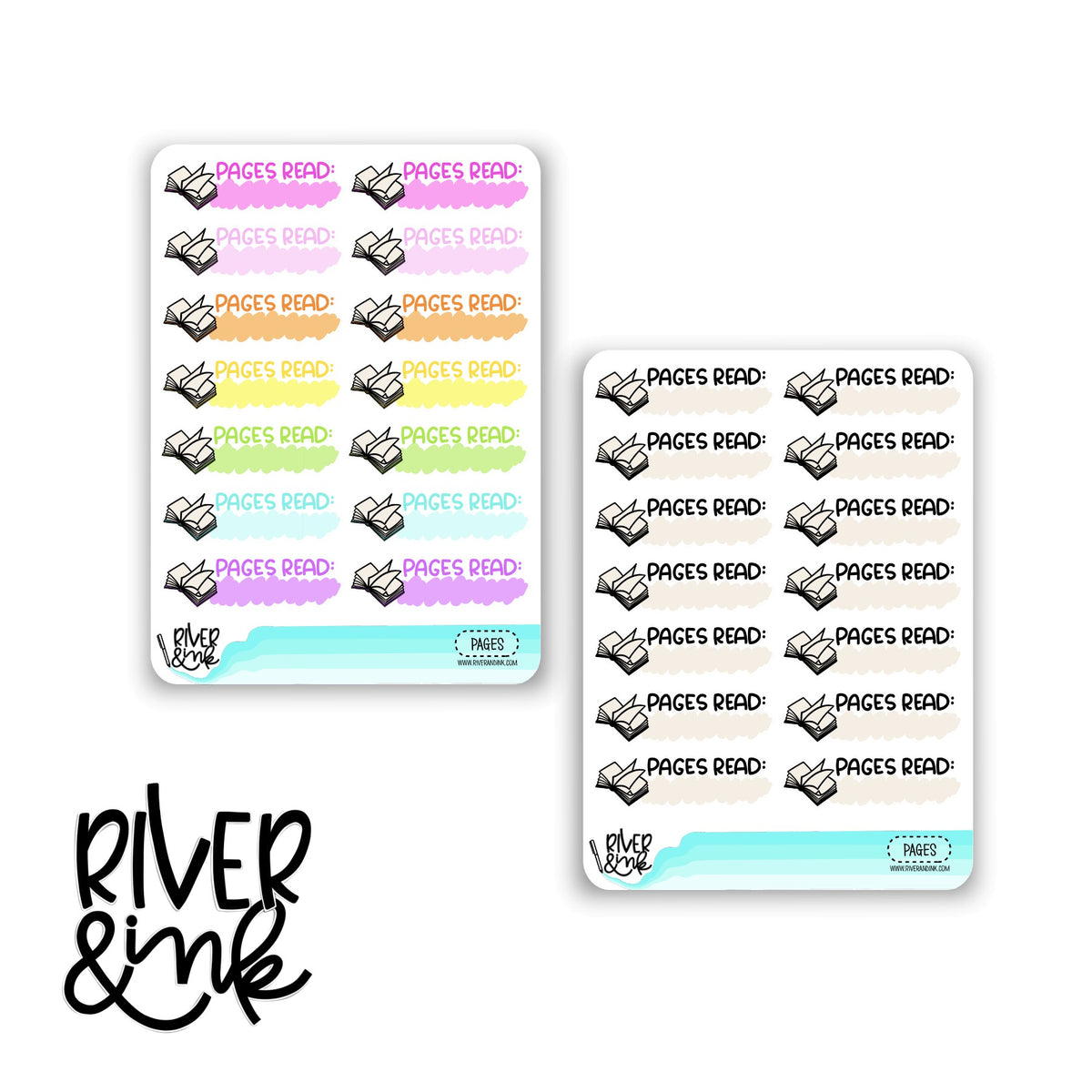 Read Hand Sticker Book Pages Read | Hand Lettered Planner Stickers – River & Ink