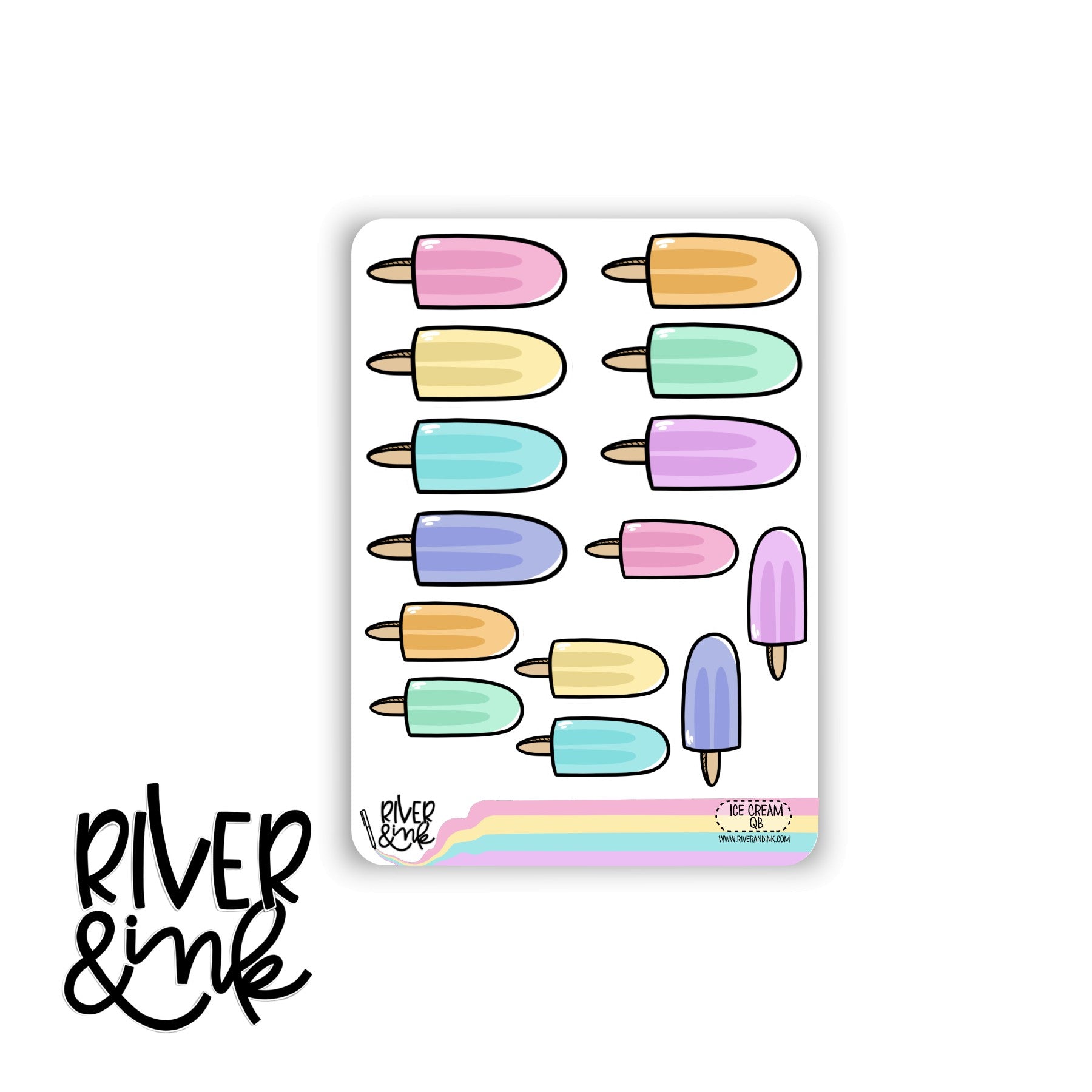 Popsicle Quarter Boxes | Hand Lettered Planner Stickers