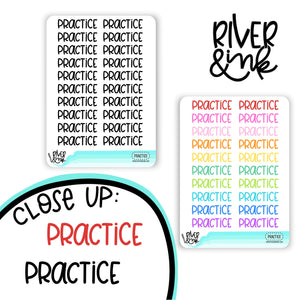 Practice | Hand Lettered Planner Stickers