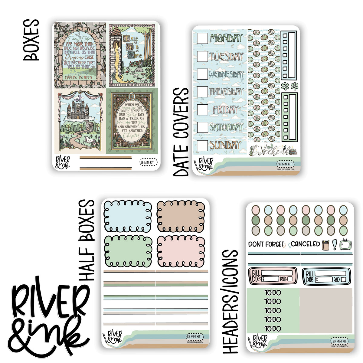 Storybook Weekly Routine Storybook| Mini Weekly Planner Stickers Kit – River & Ink