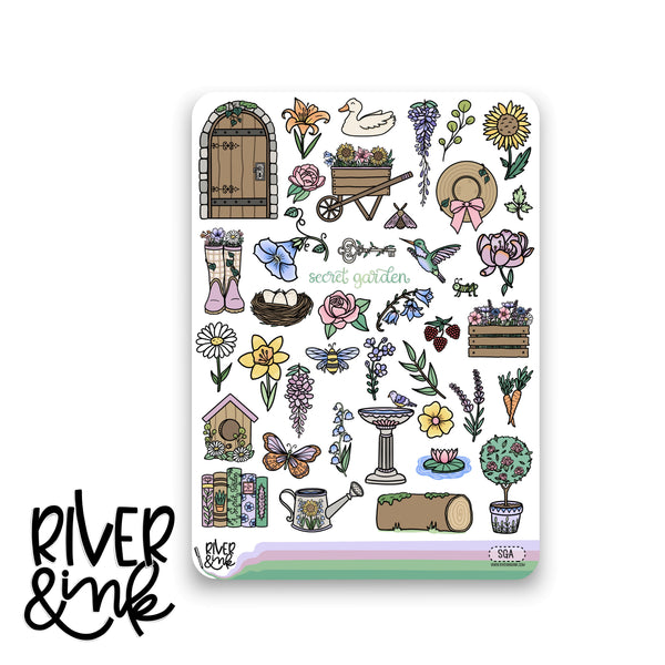 Secret Garden | Vertical Stickers Kit Planner Stickers