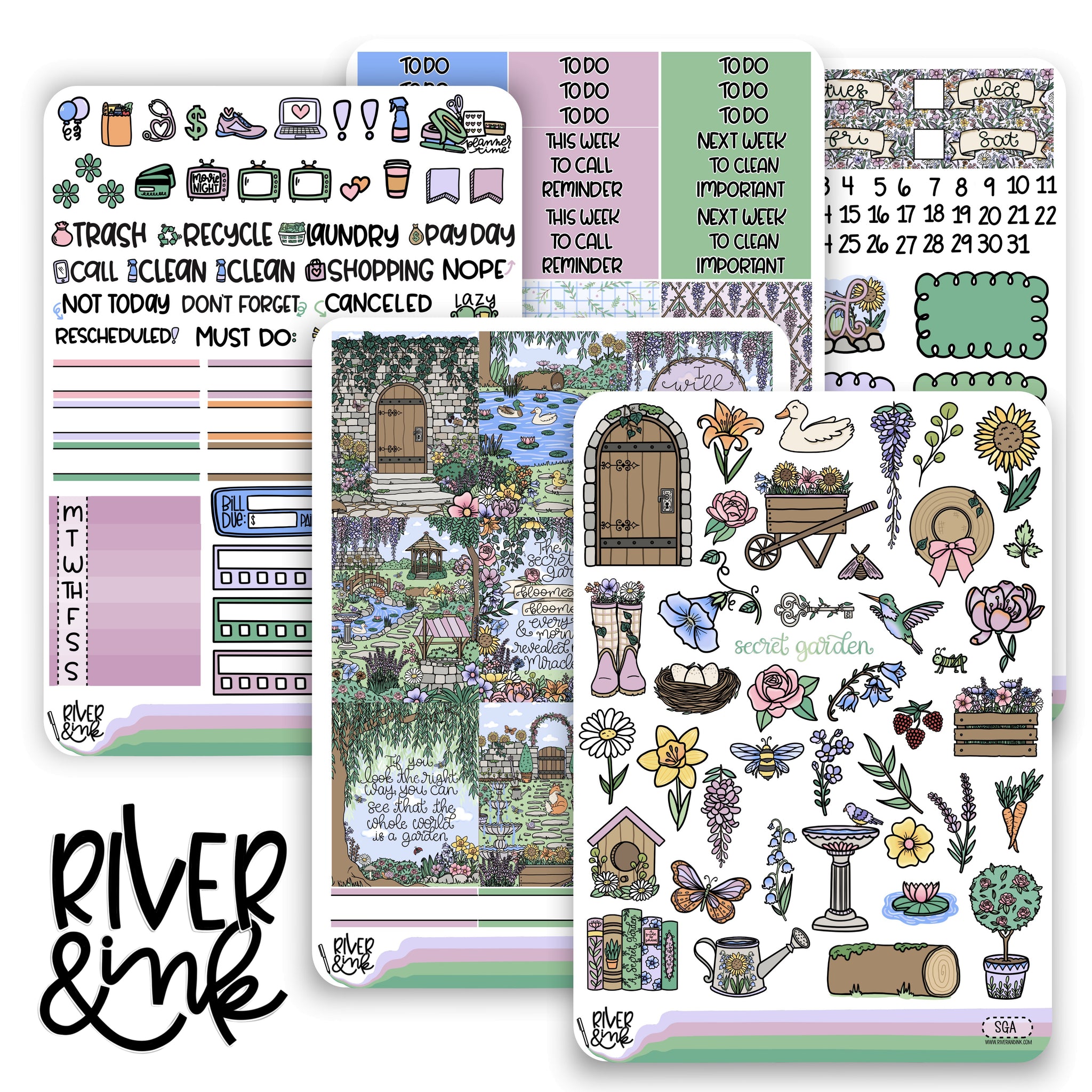 Secret Garden | Vertical Stickers Kit Planner Stickers