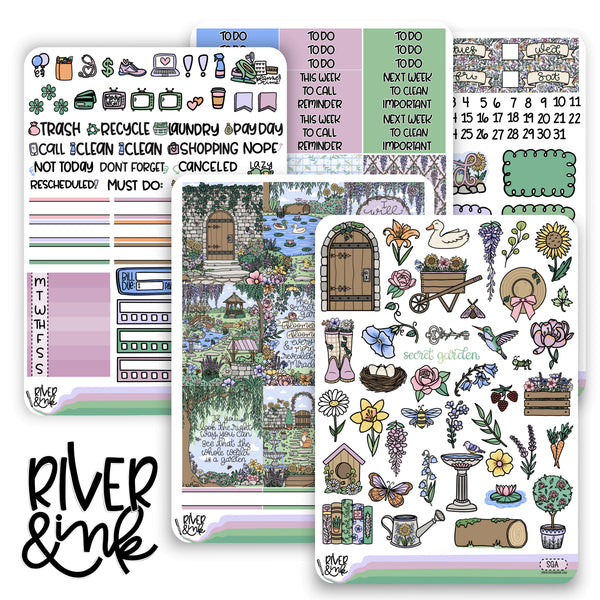 Secret Garden | Vertical Stickers Kit Planner Stickers