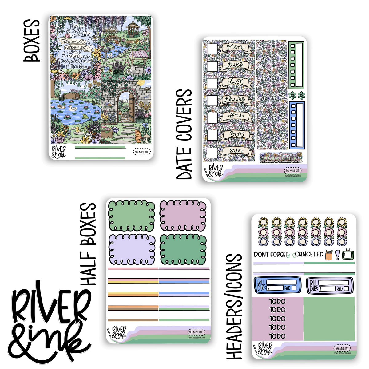 Secret Garden | Mini Weekly Planner Stickers Kit – River & Ink