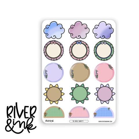 Secret Garden Circle Variety Boxes | Hand Drawn Planner Stickers