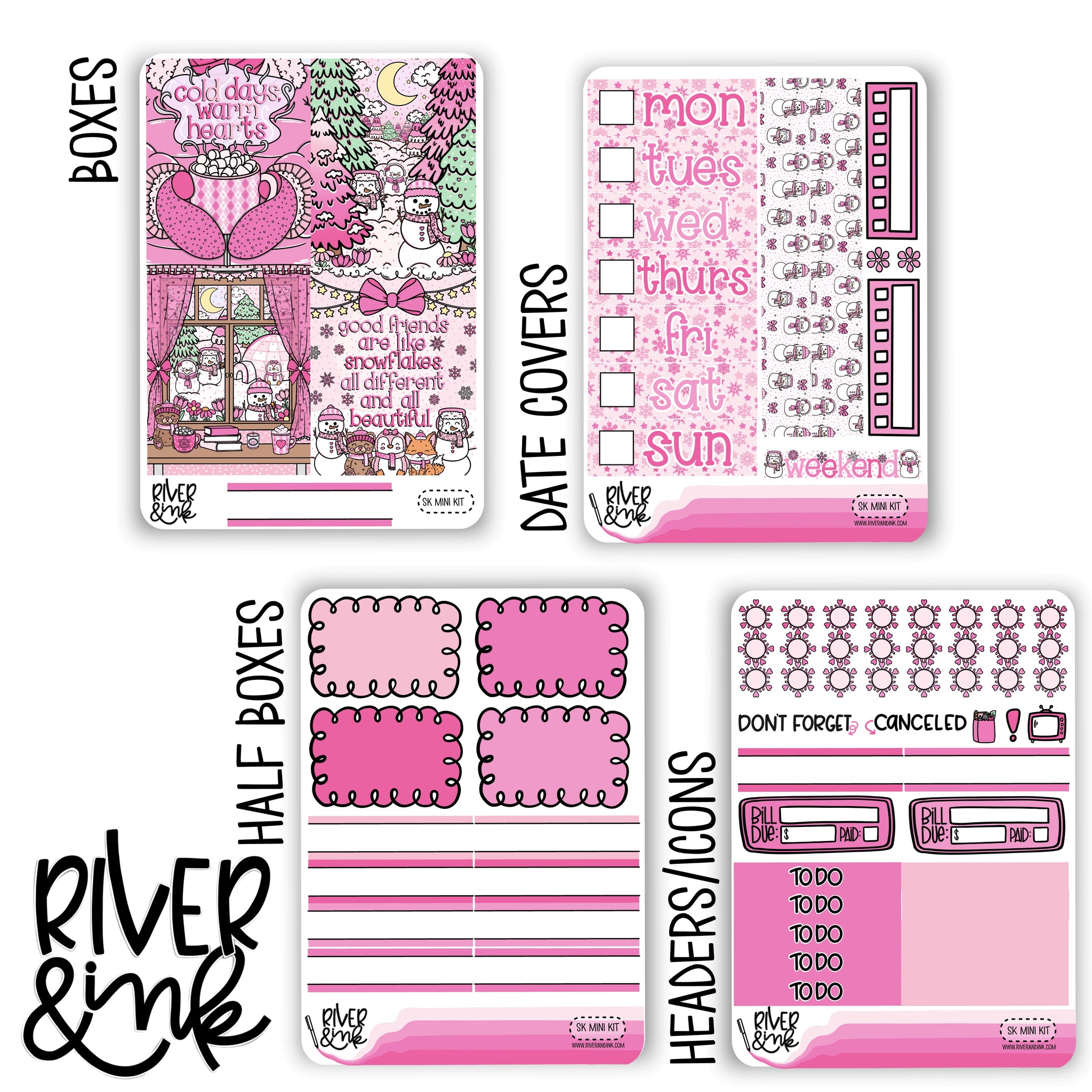 Snowflake Kisses | Mini Weekly Planner Stickers Kit