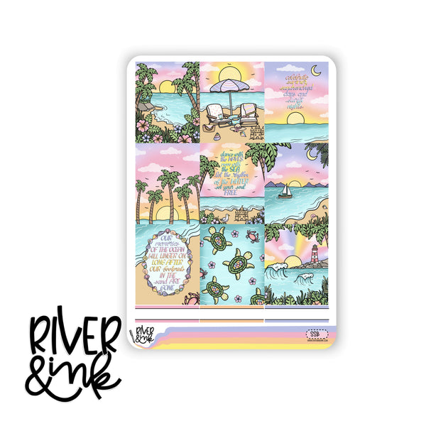 Summer Sunsets | Vertical Stickers Kit Planner Stickers