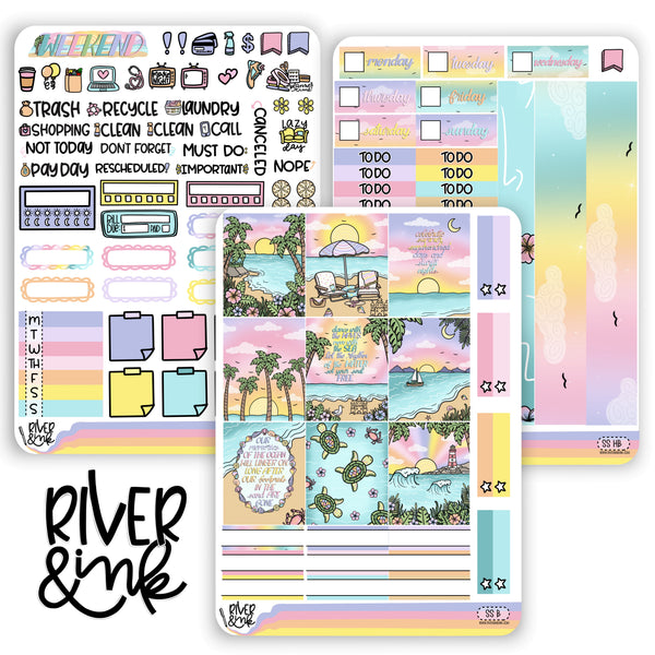 Summer Sunsets | Hobonichi Cousin Planner Stickers Kit