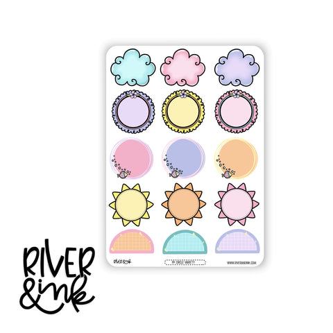 Summer Sunsets Circle Variety Boxes | Hand Drawn Planner Stickers