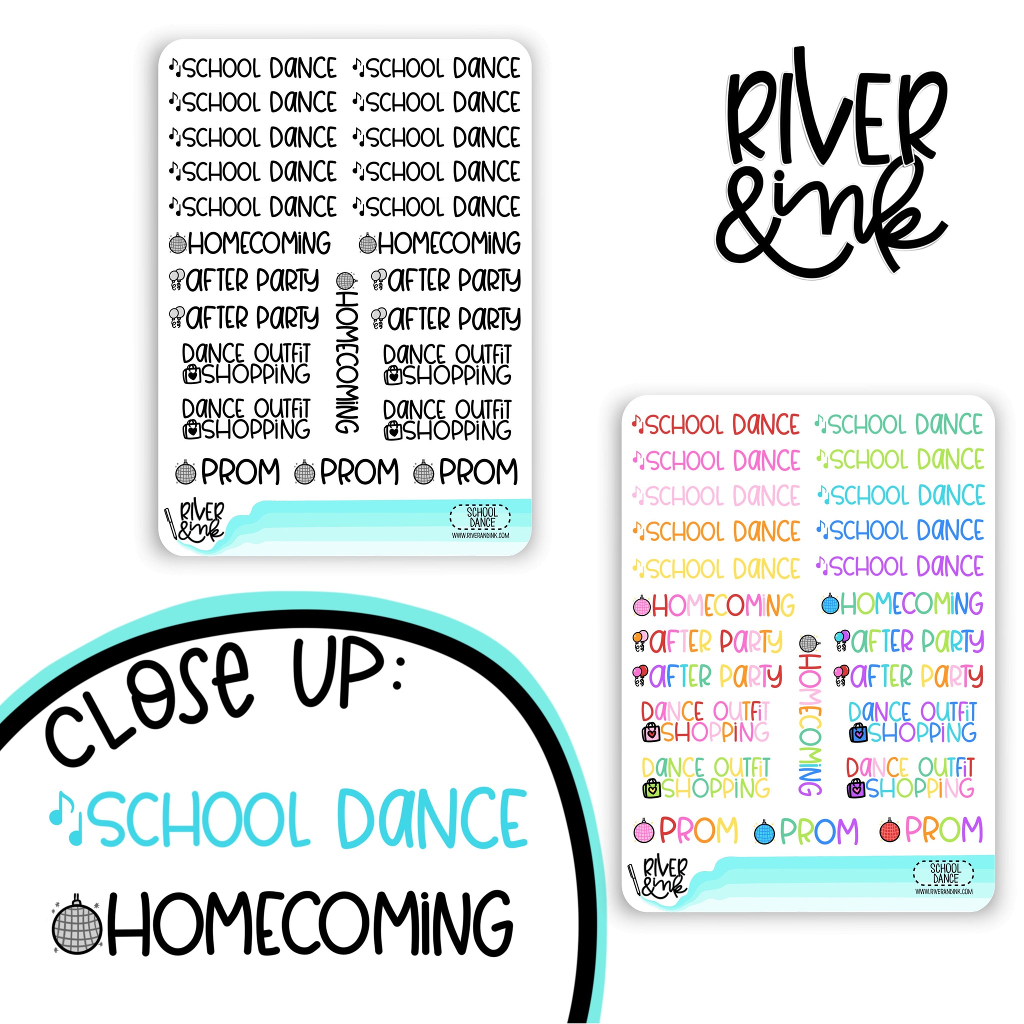 School Dance | Hand Lettered Planner Stickers