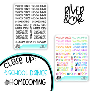 School Dance | Hand Lettered Planner Stickers