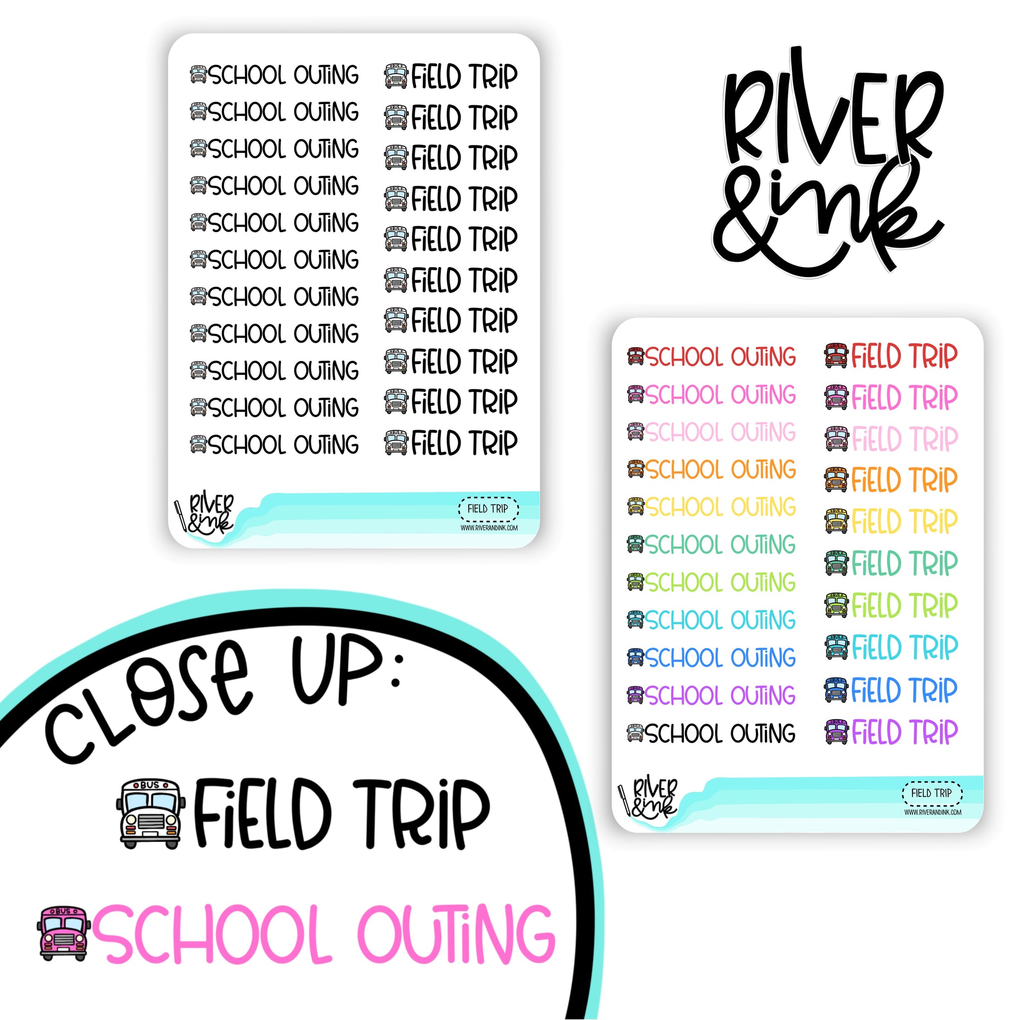 School Outing/Field Trip | Hand Lettered Planner Stickers