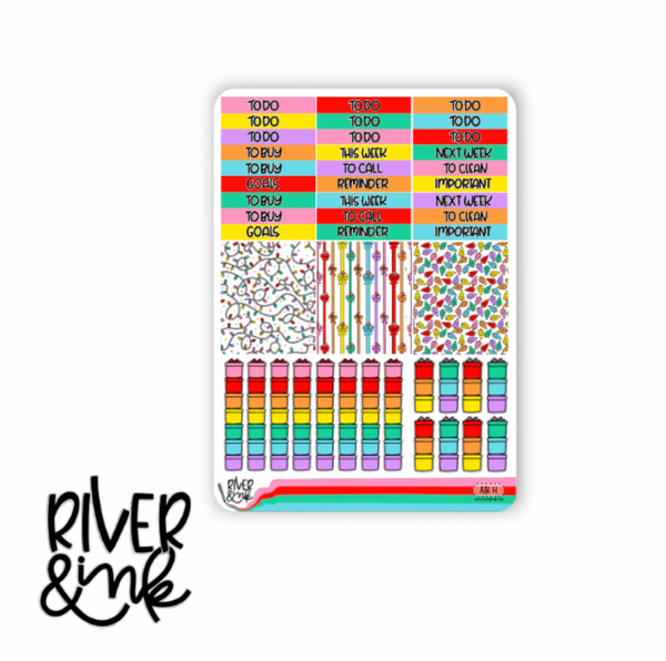 All is Bright Christmas | Vertical Stickers Kit Planner Stickers