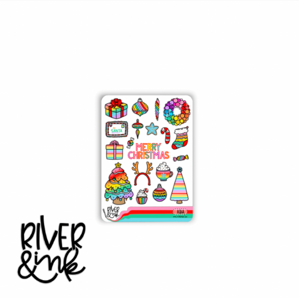 All is Bright Christmas | Vertical Stickers Kit Planner Stickers