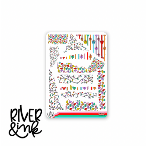 All Is Bright Christmas Torn Edges Journaling Deco | Hand Drawn Planner Stickers