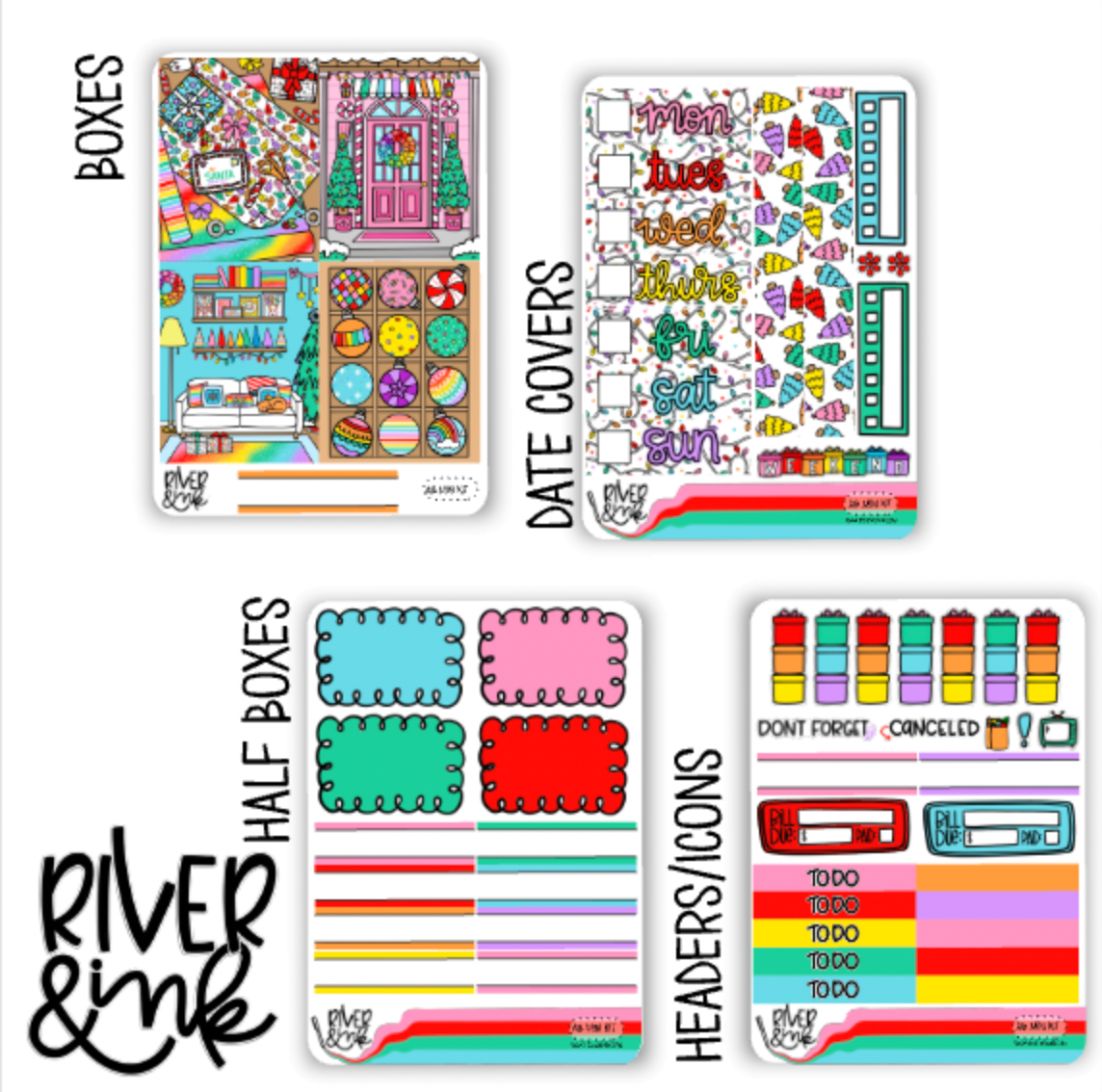 All Is Bright Christmas | Mini Weekly Planner Stickers Kit