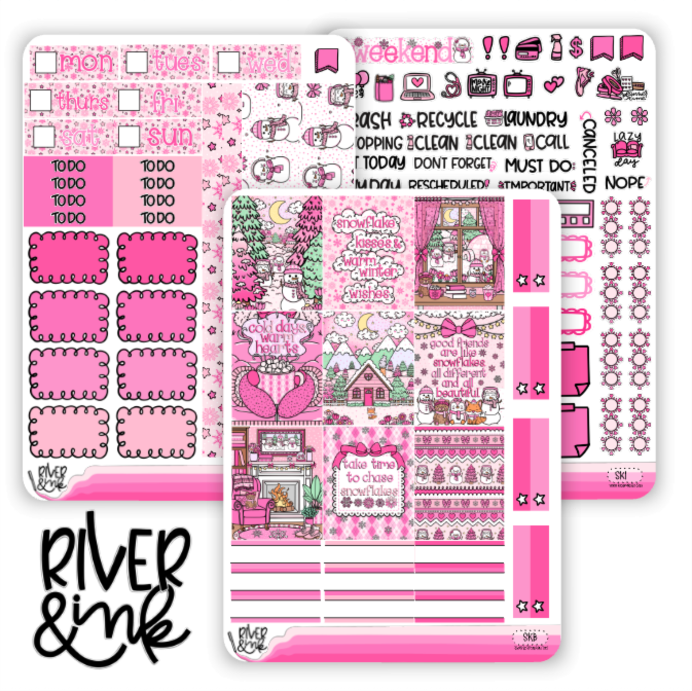 Snowflake Kisses | Hobonichi Cousin Planner Stickers Kit
