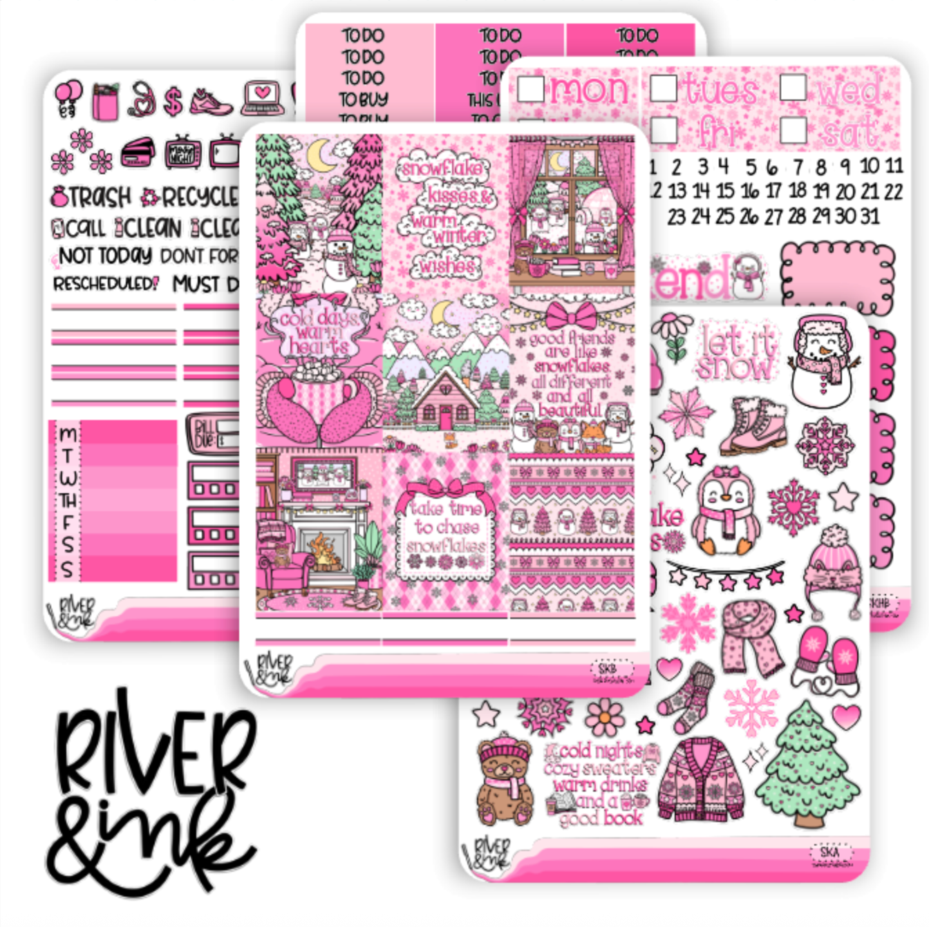 Snowflake Kisses | Vertical Stickers Kit Planner Stickers