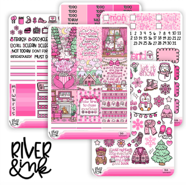 Snowflake Kisses | Vertical Stickers Kit Planner Stickers