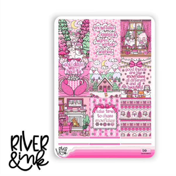 Snowflake Kisses | Vertical Stickers Kit Planner Stickers