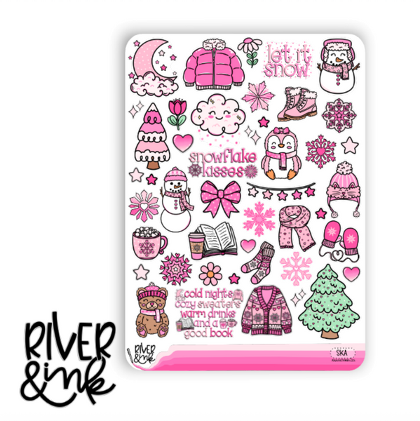 Snowflake Kisses | Vertical Stickers Kit Planner Stickers