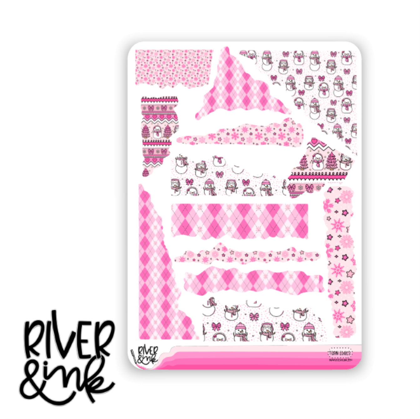 Snowflake Kisses Torn Edges Journaling Deco | Hand Drawn Planner Stickers