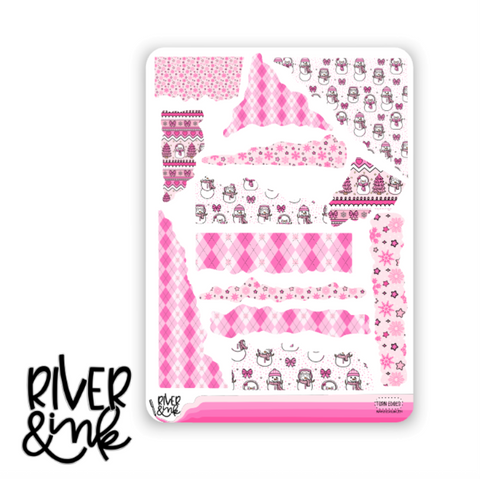 Snowflake Kisses Torn Edges Journaling Deco | Hand Drawn Planner Stickers